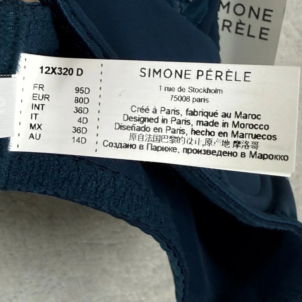 Simone Perele Prestige Blue Full Cup Support Bra 12X320 Embroidered Lace 36D NEW